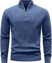 [Zaitun] Men's Quarter-Zip Jumper Sweater Pullover Mock Turtleneck Knitted Casual Slim Fit S-3XL