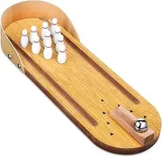 GANAZONO Mini Bowling Toy Tabletop Bowling Set for Boys and Girls Adults Wooden Indoor Entertainment