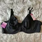 Fit For Me Fruit Of The Loom Unlined Bra Womens Size 46DD Black Underwire Smooth
