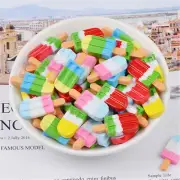 8 pcs Striped Ice Cream Popsicle Craft Cabochons Decors Slime Charms 22x12mm