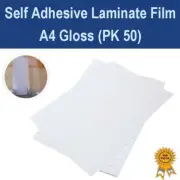 A4 Self Adhesive Cold Laminate Sheet Waterproof Film No Need Machine -PK50 Gloss