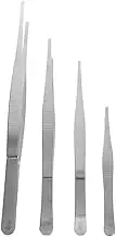 Yardwe Sturdy Stainless Steel Tweezers 4 Piece Set for Garden Plant Bonsai and Craft Projects