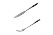 Bugatti BBQ Pakka Serving Knife & Fork Set - Silver