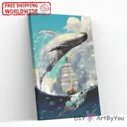 Paint By Numbers Kit Whale Ocean Animal Home Brush DIY Art Beginner Kids Wall