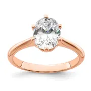 2.00ct. CZ Solid Real 14k Rose Polish 2ct Oval Leaf Design Dia Ring