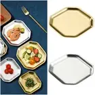 Silver Gold Seasoning Dish Octagonal Spice Dipping Tray Pickled Vegetables