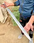 BATTLE READY 32" HANDMADE Forged DAMASCUS STEEL HUNTING VIKING SWORD WITH SHEATH