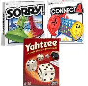 Classic Sorry!, Yahtzee, & Connect 4 Bundle | Friends, Family Indoor or Outdo...