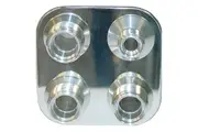 Vintage Air A/C & Heater 4-Way Square Polished Bulkhead -6 & -10 Male O-Ring