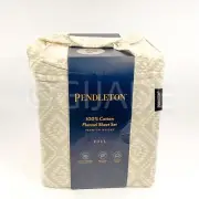 Pendleton 100% Cotton Flannel Bed Sheet Set AZTEC in Reusable Bag Tan New