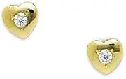 [JewelryWeb] 14k Yellow Gold CZ Simulated Diamond Screw Back Love Heart Earrings 5x5mm Stud Earring for Women