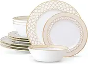 [Noritake] Eternal Palace Gold 12-Piece Dinnerware Set, Service for 4, Multicolor