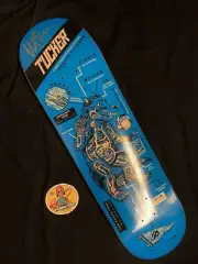 RARE SIGNED Primitive Nick Tucker Skateboard Deck Pro Model Wolf Blue Machine