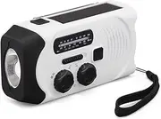 Iris Ohyama JTL-29 Radio, Disaster Preparedness Goods, Small, Rechargeable, Hand Cranked, LED Light, Battery, Handcrank Charging, White, Width 2.4 x Depth 5.7 x Height 3.1 inches (6.2 x 14.6 x 7.8 cm)