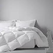 DOWNFOCUS 260X220cm Luxury Heavyweight Goose Feathers Down Comforter Duvet Insert 100% Organic Cotton Cover & Down Proof Fabric Machine Washable