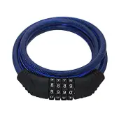 4 ft Flexible Steel Combination Bicycle Lock with Self-Setting Mechanism Blue