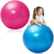 Karenhi 2 Pcs 33.5'' 85 cm Large Sensory Massage Ball for Kids Bouncy Exercise Ball Big Knobby Balls Large Spiky Ball Inflatable Sensory Balls with Air Pump for Kids Outdoor Indoor Pool Beach