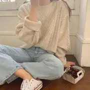 Cable Knit Sweater Light Almond - One Size