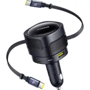Baseus Car Charger Dual Retractable Cable PD QC SCP AFC PPS Fast Charging 180° Rotating For Tablet for iPhone for Samsun