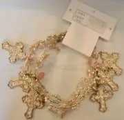 Love & Light 6' Garland Christian Silver Cross Crosses Pink White Beaded Baptism
