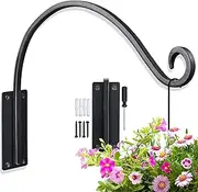 Plant Hooks of Heavy Duty from Hand Forged (16inch/Black) Outdoor Durable and Stable for Hanging Plant Bracket