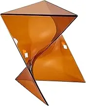 DimyFew Geometric Acrylic End Table for Coffee and Drinks in Small, Clear Brown, as described
