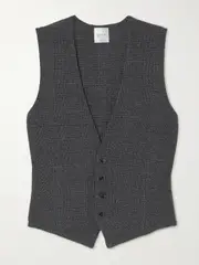[LESET] LESET - Austyn Prince Of Wales Checked Alpaca-blend Vest - Charcoal - large large Gray