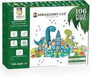 MEGAGONTILES 106 PCS Dinosaur Magnetic Tiles Set, Magnet Building Blocks Dino World Toys, STEM AUTHENTICATED, Magnet Tiles Animals for Toddlers Boys Girls Kids Age 3 4 5 6 7 8