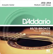 D'Addario EZ920 85-15 Bronze Acoustic Guitar Strings, Medium Light, 12-54
