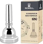 ROWELL Euphonium Mouthpiece 12 C Euphonium Mouthpiece Baritone Mouthpiece Standard Euphonium Mouthpiece Silver-Plated Euphonium Mouthpiece Professional Baritone Euphonium Replacement Mouthpiece