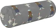 Bolster Pillow Insert Neck Roll Pillow Covers Decorative Small Round Pillow Insert Cylinder Throw Pillows Bed Back Support Seamless Pattern Big Brown Bear Blue