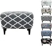 Stretch Ottoman Cover Rectangular Stool Sofa Cover Pouf Protector Storage Ottoman Slipcover Printed Footrest Stool Covers Washable Footstool Protector Covers with Elastic Bottom,C 1pcs