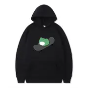 Nevenka Womens Cute Hoodie Skateboarding Frog Long Sleeve Pullover-Black