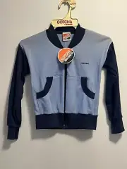 Vintage Bonds Jacket Size 8 Zip Up Blue Navy Gotcha Sweatshirt Kids Retro NEW