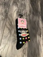 Paul Frank Multi Color Polka Dot Monkey Logo Crew Socks Womens Size 6-9.5 US