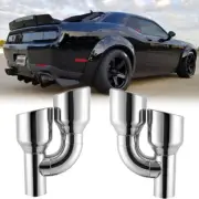 For Dodge Challenger 2008-2023 Dual 2.5" In 4" Out Quad Exhaust Tips Double Wall
