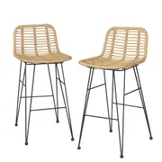 Set of 2 Outdoor Wicker Bar Stools