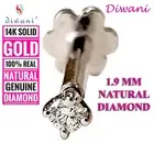 1.9mm Natural Si Diamond Nose Lip Labret Monroe Screw Stud Piercing Pin Ring