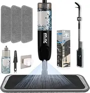 360 Degree Microfiber Spray Mop for Floor Cleaning Wet and Dry Kitchen Parquet Laminate Ceramic Tile with 3 Replacement Mop Heads, 1 Scraper, 1 Stand