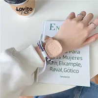 在飛比找蝦皮商城優惠-Lovito 休閒純色馬卡龍色方形錶盤學生手錶女款石英手錶 