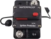 Car Circuit Breaker with Manual Reset 12V-48V DC Waterproof Car Audio Inline Circuit Breaker Fuse Holder Inverter for Motor Marine Boat Solar Power (30A)