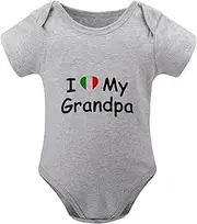 [WOOYONGING] I Love My Grandpa Newborn Clothes for Baby Boy Short Sleeve Baby Girl Bring Home Outfit Newborn White 12 Month Rom