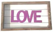 LOVE SHADOW BOX Wall Sign Wood Plank Purple Words Great for Valentine's Day SALE