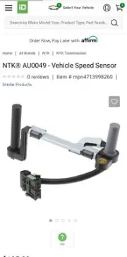 NTK Speed Sensor AU0049 New In Box. Pictures Show Which Vehicles It Fits.
