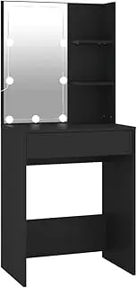 VidaXL Modern Black LED Dressing Table - Asymmetrical Design - Features Ample Storage and Resistant Engineered Wood - Dimensions: 60 x 40 x 140 cm