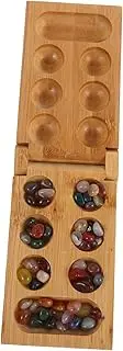 KOMBIUDA 1 Set Folding Mancala Game Set with Stones Portable Two Player Marble Game for Adults Family Neat Storage Box Included for Travel Bonding Activities