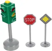 Gogogmee Educational Traffic Signs for Boys and Girls 3pcs Mini Traffic Light Toys Stoplight Crosswalk Street Sign Toys