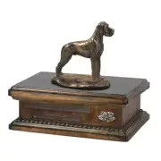 Great Dane II wooden low urn with a likeness Art-Dog