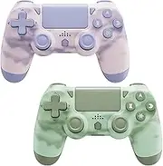 Wireless Controller for PS4, Game Controller Compatible with Playstation 4/Slim/Pro/PC, with Dual Vibration/6-axis Motion Sensor/Stereo Headset Jack/Touchpad/800mAh battery (Pink & Green)