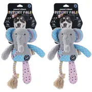 2PK Paws & Claws 32cm Patchy Pals Plush Rabbit Pet Dog/Cat Interactive Toy Rope